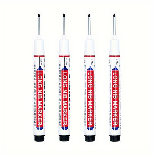 4pcs tip marking pen set waterproof oil based deep hole marking pen red black ink durable plastic pen body suitable for bathroom decoration and uses