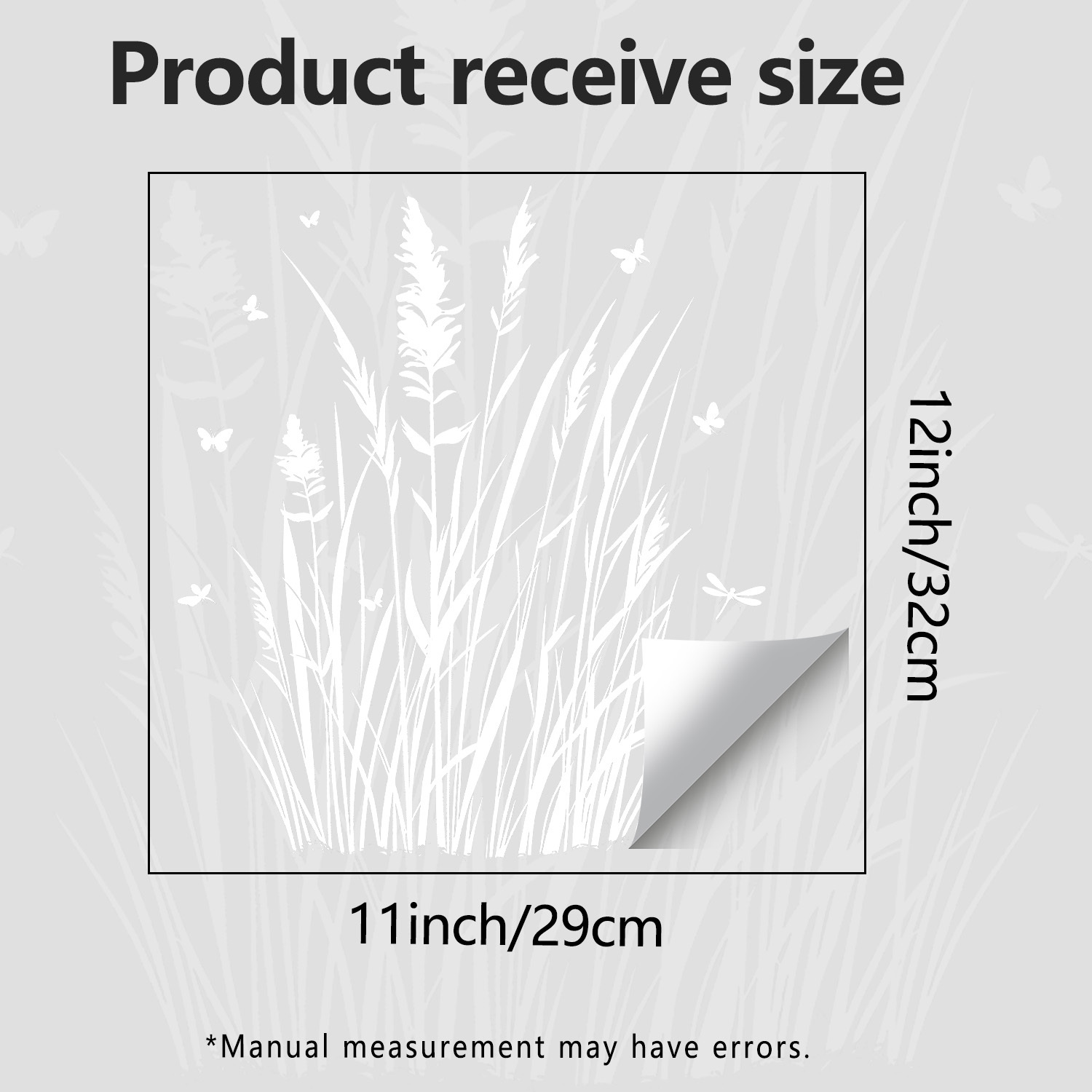 Image of 1pc Reed Grass Window Cling, Pvc Static Cling Sticker, Reusable, For Balcony, Bedroom, Living Room, Kitchen Glass Decoration, 29*32cm