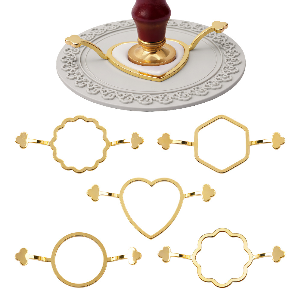 TEMU Set Of 6 Metal Wax Seal Stamps, Includes Round, Heart-shaped, Hexagon Shaped And Flower Shaped Molds, Suitable For Wax Seals; With A Stamp Pad;
