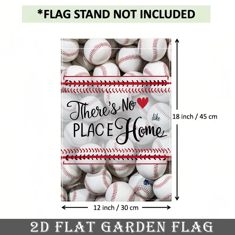 TEMU 2d Flat - 2d Flat - 2d Flat Banner, 1pc Of White & Red Baseball Garden Flag, With ''s ', Double-sided Sturdy Outdoor Decoration For Home & Yard,