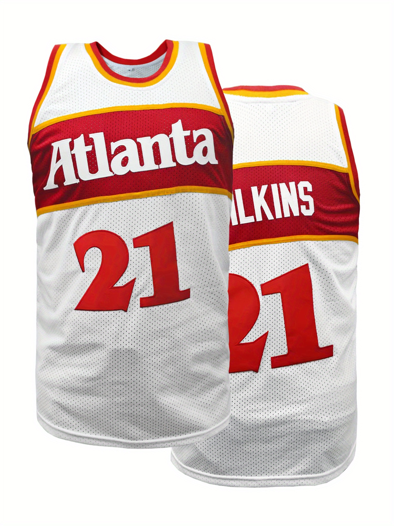 Men S #21 Retro Basketball Jersey - Sleeveless Athletic Shirt with   ATLANTA &  , Breathable Loose Fit Training Uniform for Summer, Basketball Games, Gym, Casual Outfits - Vintage Sports Apparel for Men, Basketball Shirt, Gym Workout Clothing, Embroidered Detailing, Durable Sportswear, Game Day Outfit, Lightweight Fabric, Gym Enthusiasts