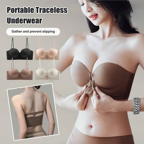 strapless padded bra for women featuring an invisible seamless design with ideal for small chests and designed to prevent slipping