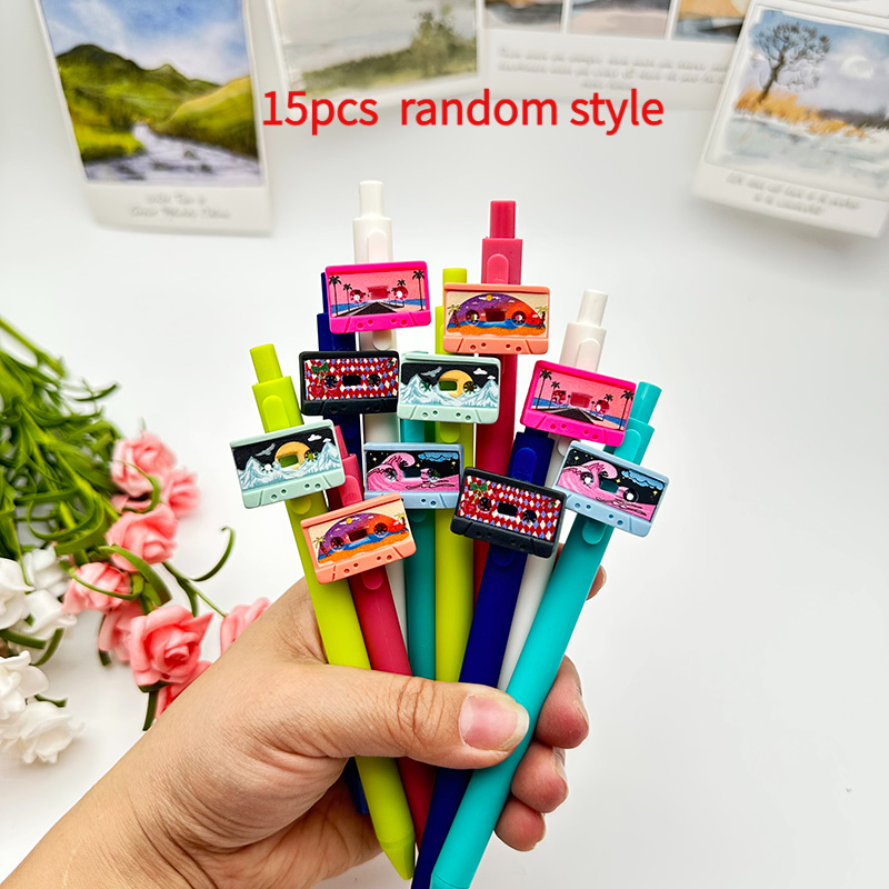 TEMU 8/15 penne a tema cassetta retr簷, decorazioni per cassetta paesaggistiche multi-stile, penna regalo per feste di studenti/ per , ad asciugatura