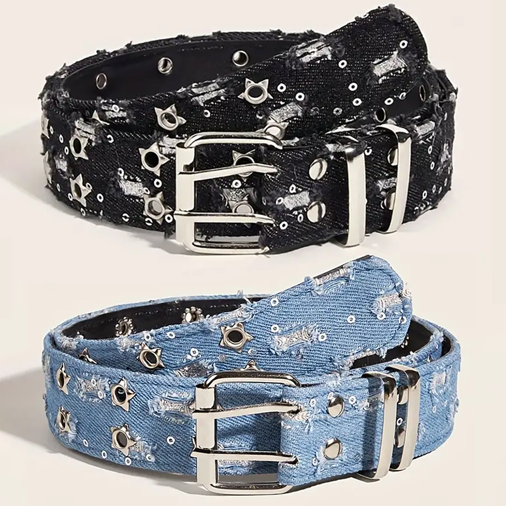 1pc   luxury belt black punk additions blue girdle hiphop y2k star hollowed pin   waistband for men women