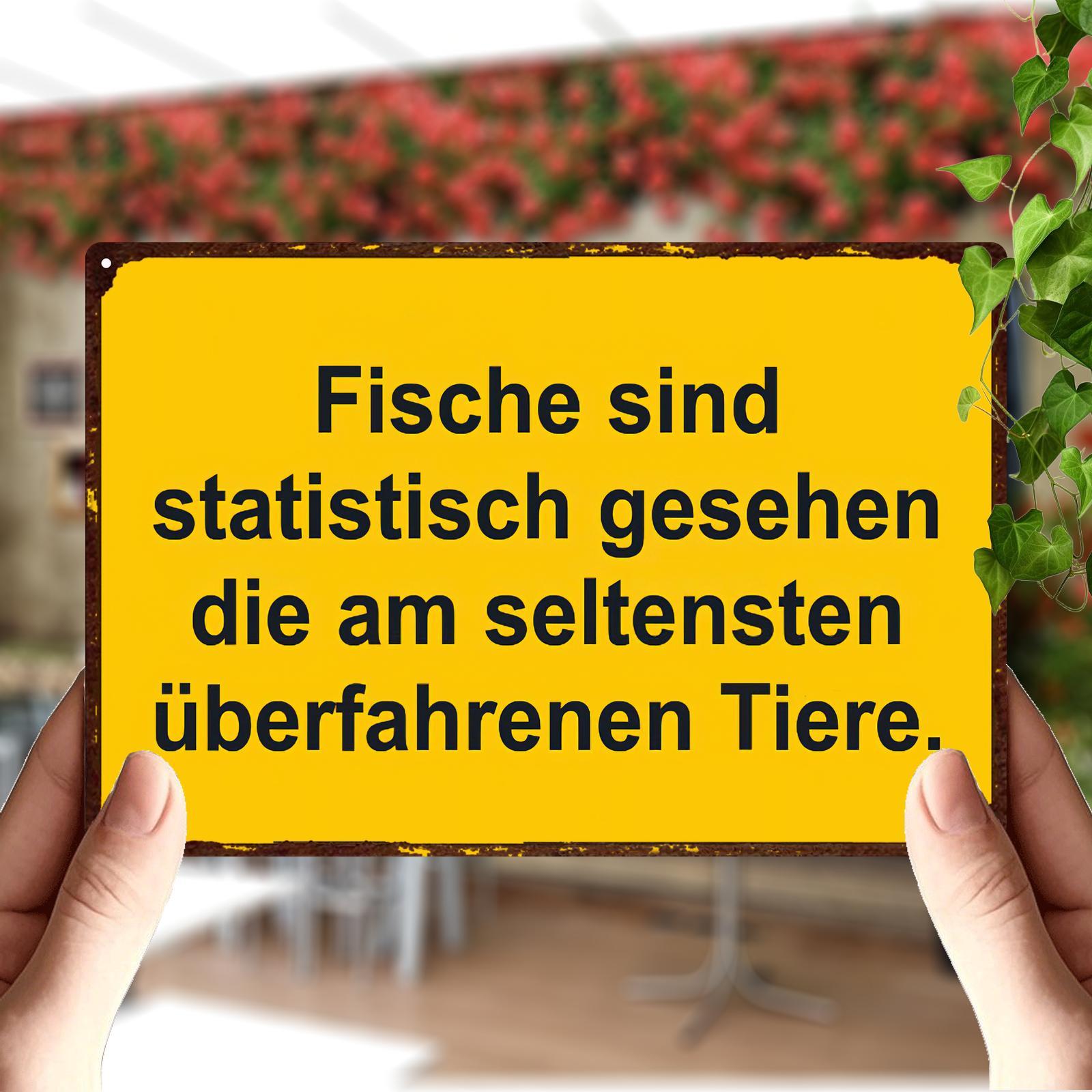 TEMU [JIT] . Aluminium 2D flaches Poster Druck, deutsche Sprache, „Fische sind statistisch gesehen die am“, geeignet für , - Außendekoration,