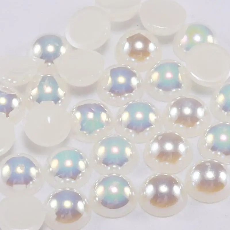TEMU 130pcs 0.8cm/0.31in Cabochon Half Round Beads Craft Abs Half Round Resin Beads Supplies For Jewelry