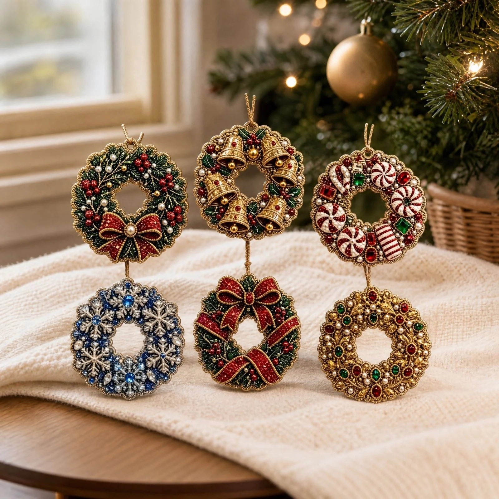 TEMU 2d Flat, Not 3d 6pcs Christmas Ornaments, Pearl Diamond Painting Art Kit, Crafts Xmas Decor Tiered Tray Decoration