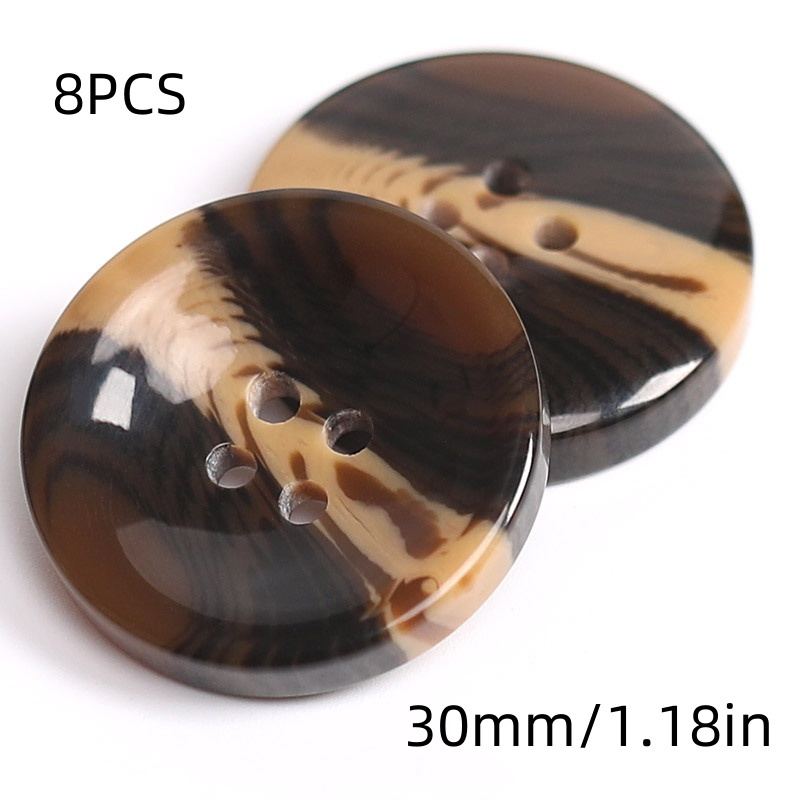 TEMU 8pcs 0.59/0.83//1.18in Resin Buttons For Tweed Coats, Trench Coats, Double-faced Cashmere, Vintage Versatile Coat Buttons, Shirt Buttons, Suit
