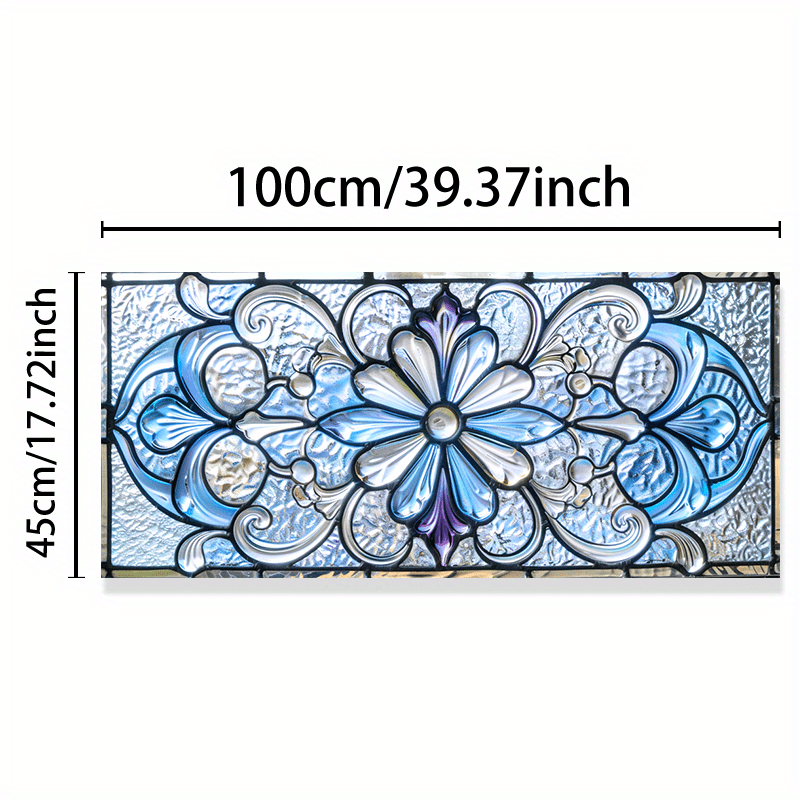 TEMU 1pc, 2d Flat Vintage Floral Pattern Colorful Glass Window Film, Pvc Static Cling Decorative Privacy Protection For Doors And Windows, For Living