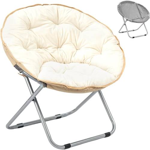 shaped reading chair round plush folding chair foldable lounge chair with removable cover comfortable lounge chair for living room and bedroom