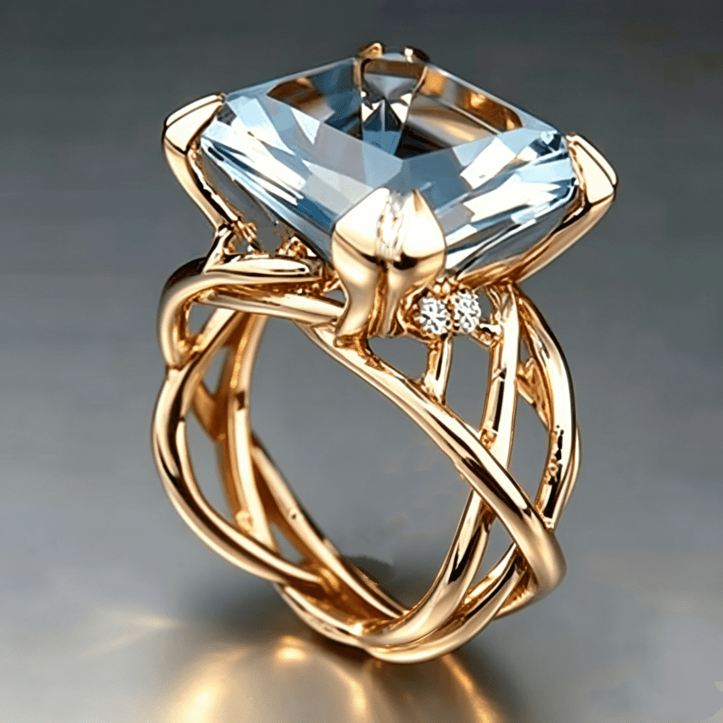 TEMU Anillo de Zirconias Cuadradas Brillantes de Lujo con , Joyería de Boda para Banquete Diario de Mujer, Regalo de Aniversario Vintage