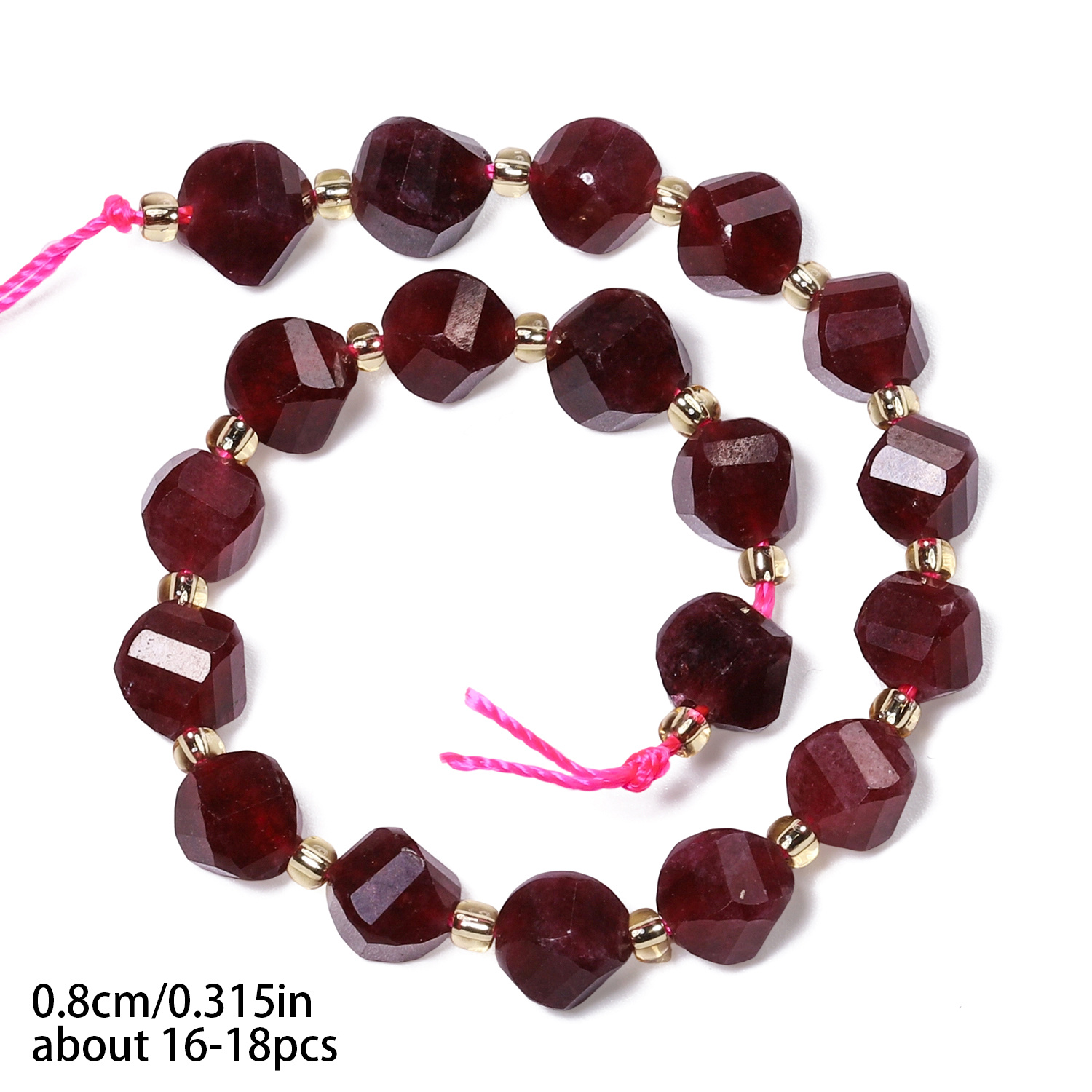 TEMU 6/8/10mm Natural Stone Garnet Twisted Beads, Gorgeous Loose Beads, For Diy Bracelets, Necklaces, Earrings Crafts, Jewelry Making Supplies,