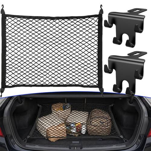 item picture car trunk luggage net with 4 hooks with two seat storage hooks suitable for for fixing luggage cargo nets suitable for trailer tailgate organizer and truck bed additions