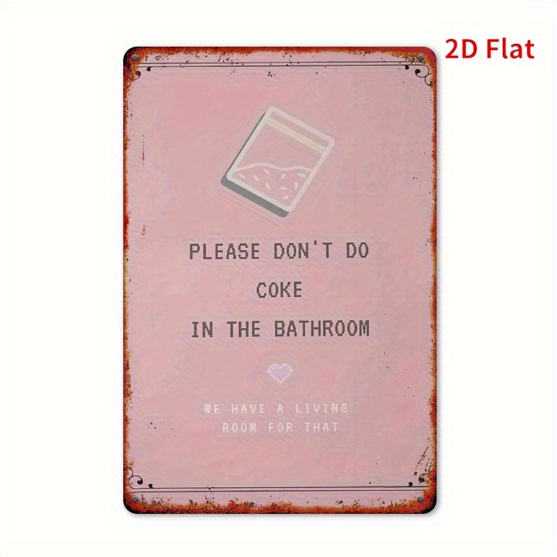 TEMU 2d Flat, 2d Flat Print, 1pc, Pale Pink Wall Decoration Pattern Square Vintage Metal Sign, 7.8x11.8 Inches, Suitable For Home, Store, Cafe And