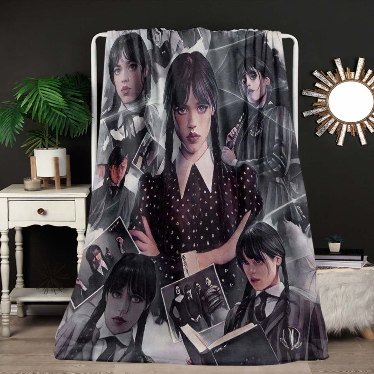 

1pc Gothic Theme Flannel Fleece Throw Blanket - Soft, Cozy, Creative Pattern, Versatile Nap & Blanket, Ideal Birthday Gift