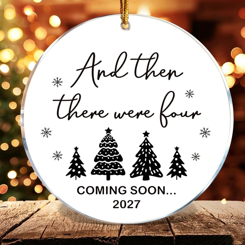 TEMU 4 Ornaments, Acrylic Christmas Tree Hanging Decor, Personalized Pregnancy Announcement Gift, New Keepsake For Expecting Parents, Decoration,