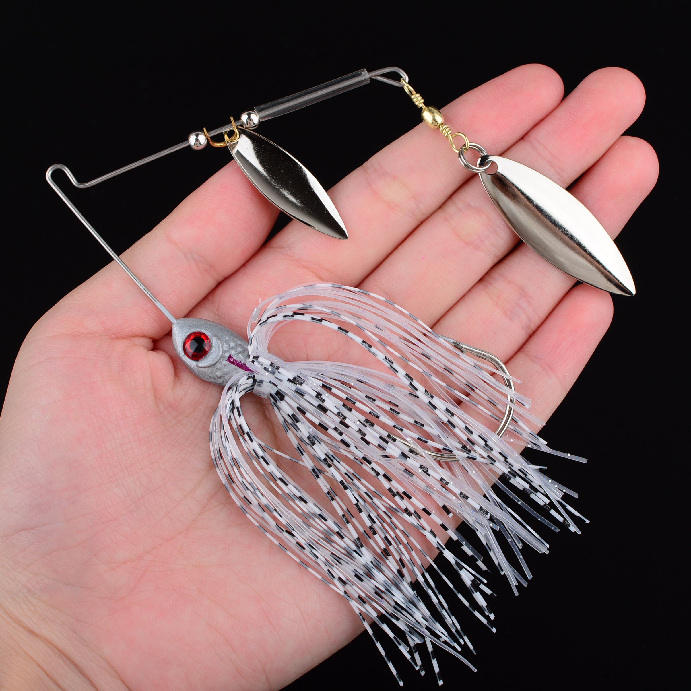 TEMU 1 stuk Vissen Kunstaas Spinnerbait Jig Metalen Jigging Head Spinner Bait Swimbait voor Baars Blade Spinner Bait