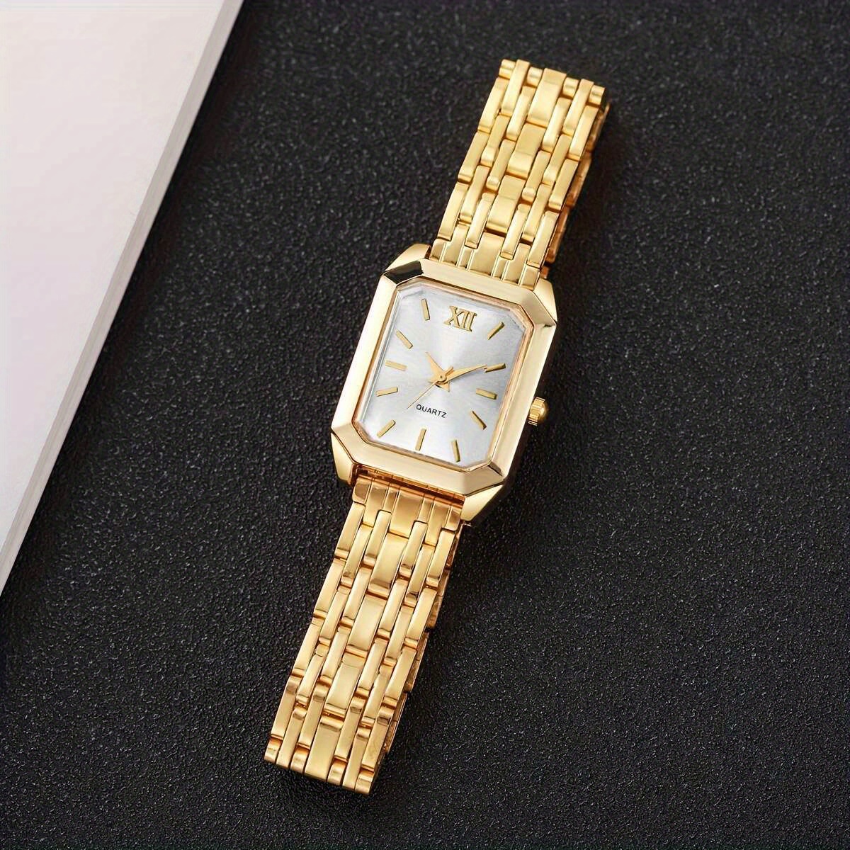 1pc Women'S Gift Watch Exquisite Fashion Square Roman Numeral Dial Versatile Quartz Wristwatch, Watch Box Not Included