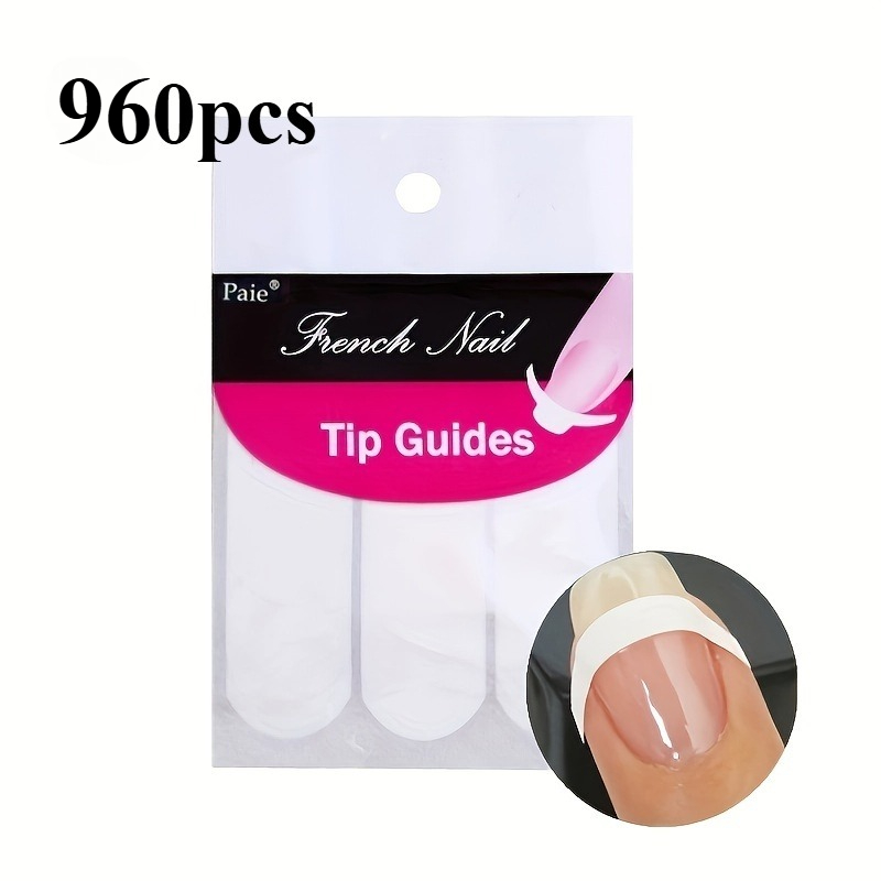 TEMU 960pcs Shape Self-adhesive Nail Sticker Tips - French Manicure Nail Art Stickers Strips For Decoration