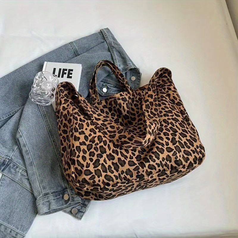 Image of Premium Leopard Print Bag 2024 Women's Autumn And Winter New Fashionable Large-capacity Shoulder Portable Tote Shopping Bag