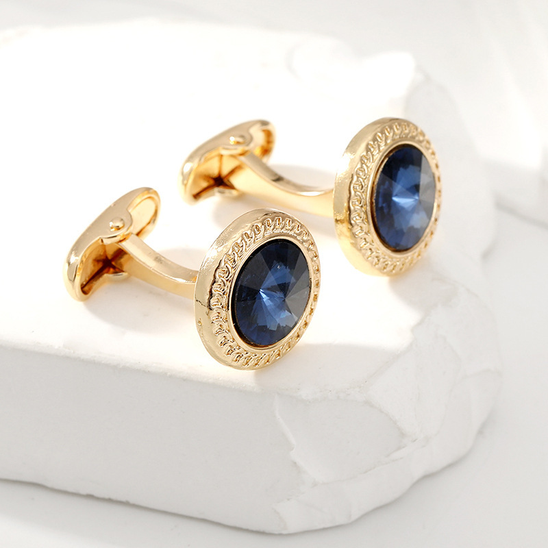 TEMU A Pair Men's Jewelry Luxury Zirconia Cufflinks Classic Round Shirt Cuff Buttons Alloy Wedding Suit Additions Business Gift