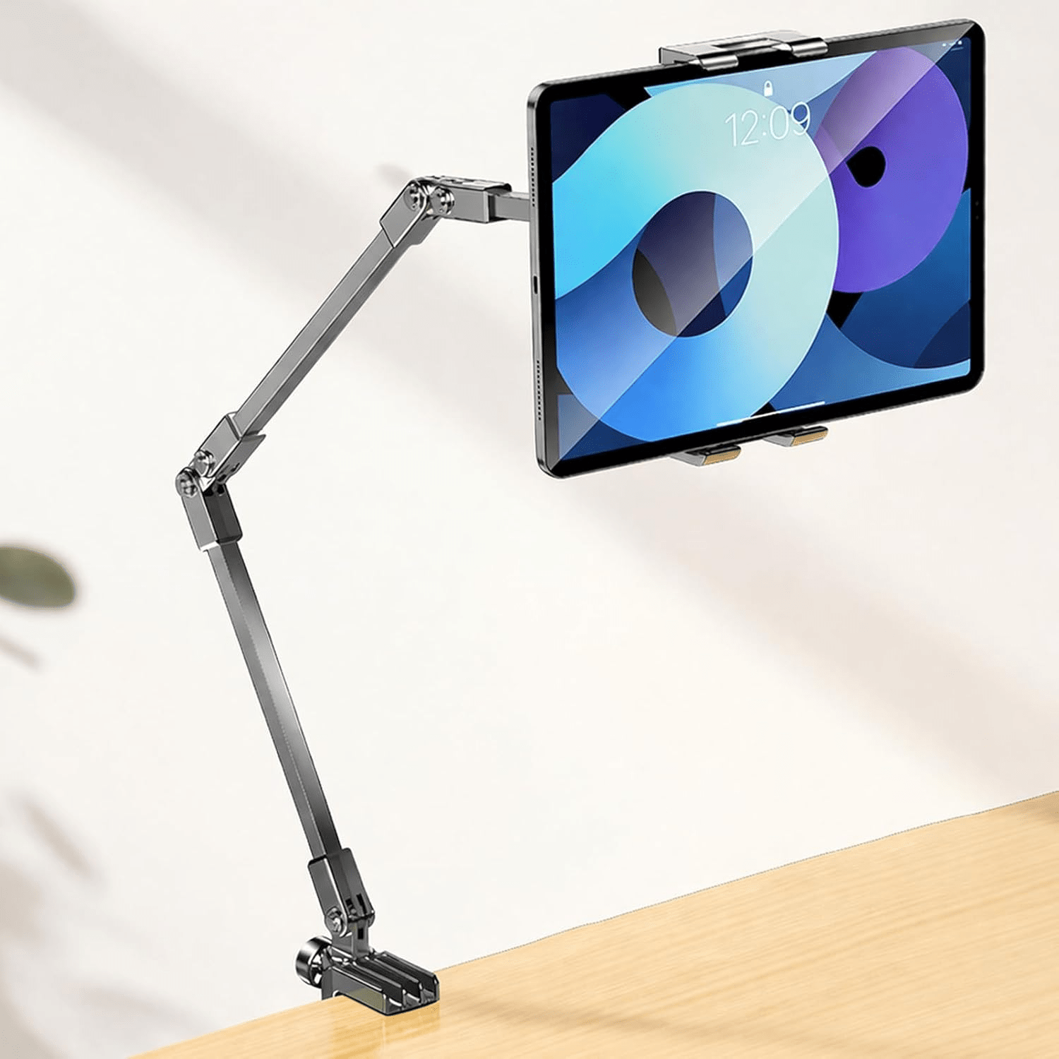 TEMU 360° Rotating Adjustable Phone Tablet Holder, Carbon Steel Foldable Clip-on Phone Stand, Multi-angle Desktop And Bedside Phone Mount, Compatible