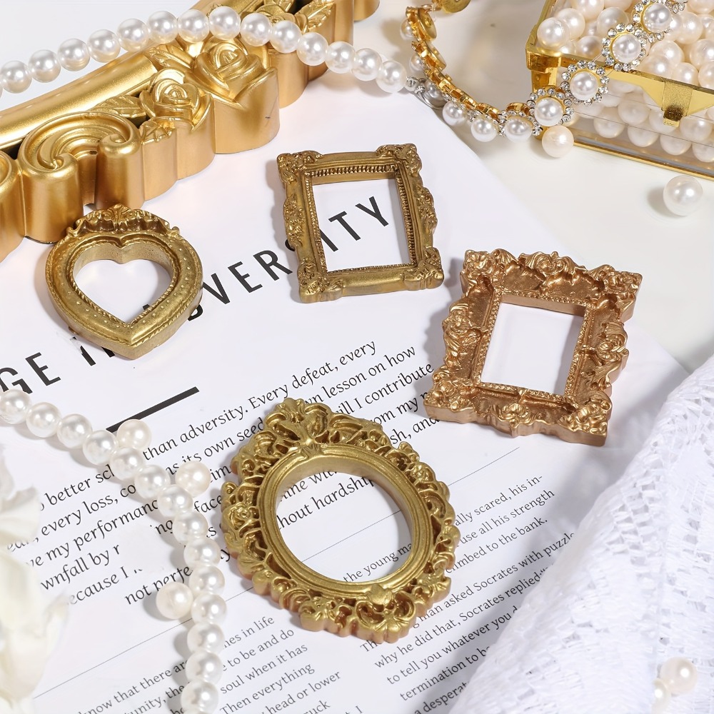item picture 4 8 12pcs retro mini photo frames small baroque resin jewelry racks mini rectangular display tables wall hangers for photos holiday parties christmas easter valentines day wedding decorations