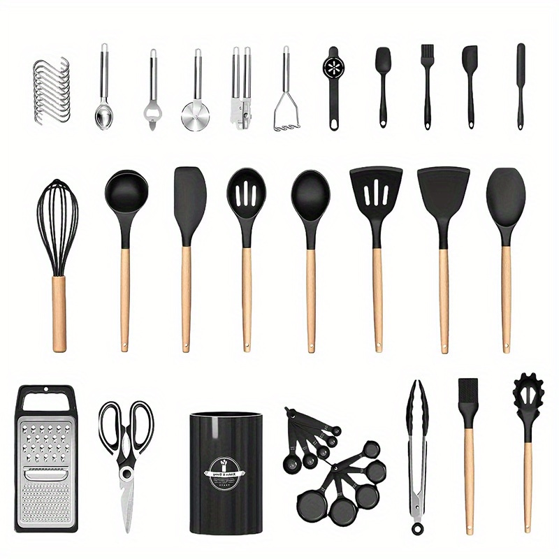 44/ 37pcs Kitchen Cooking Tool Set- 44/ 37pcs Are Super Cost-Effective, Complete, High Temperature Resistant, Non-Stick, Dishwasher Safe, Selected Kitchen Tools, Suitable For Kitchen Enthusiasts And Beginners Best Gifts For Thanksgiving And Christma
