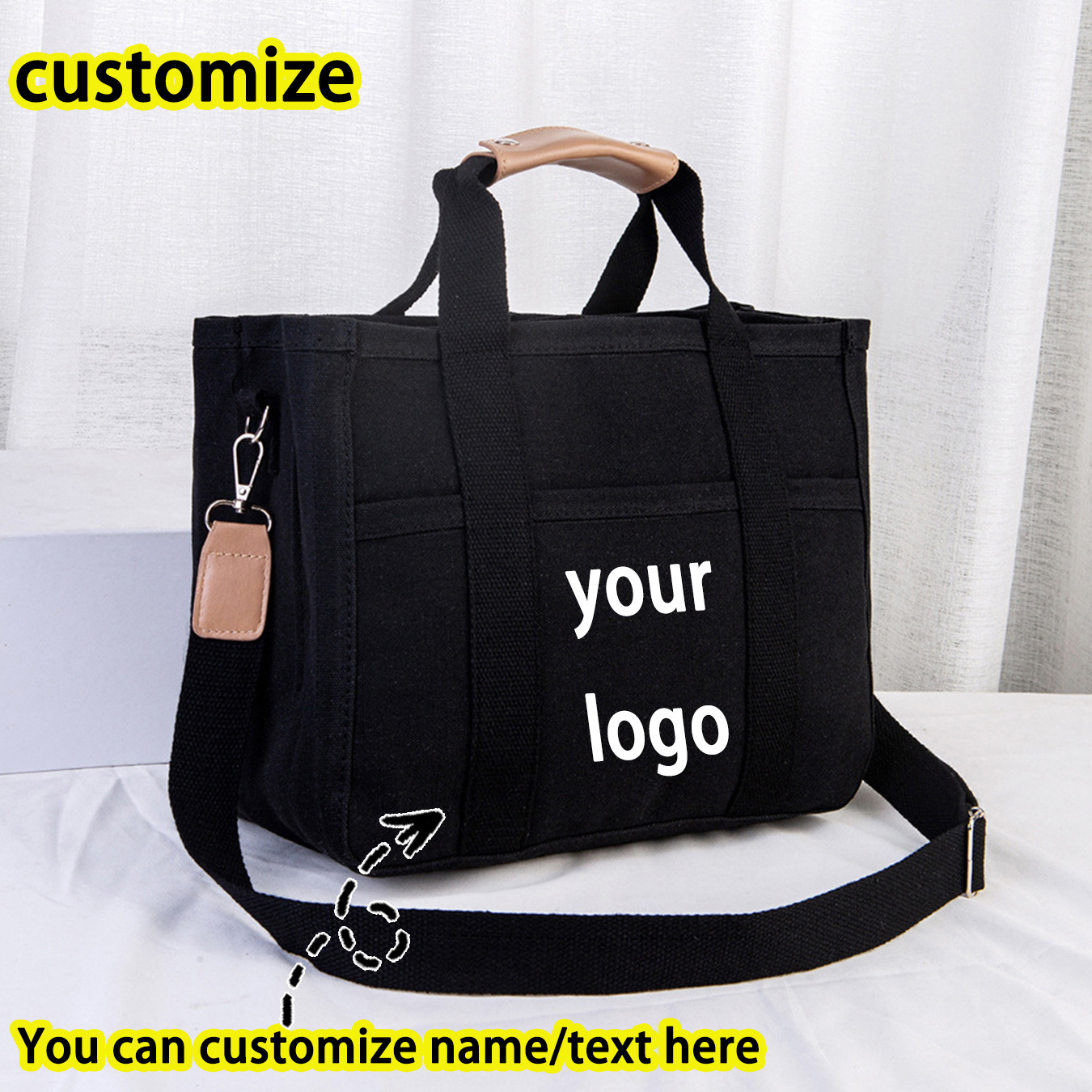 TEMU Women's Tote Bag - 1pc, Thickened Material, Customizable With Name/logo/photo - Personalized Multi-compartment Maternity/parent Bag - Large