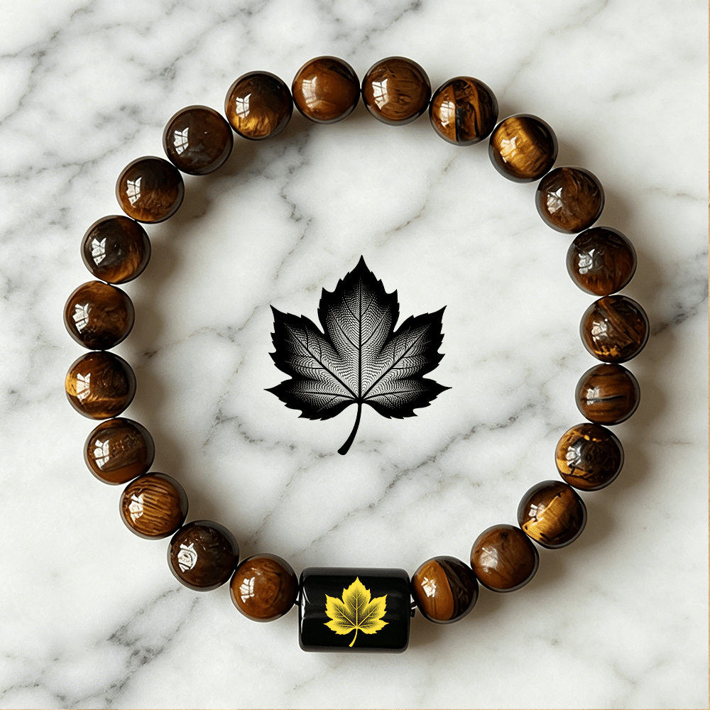 Women's Maple Leaf Beaded Bracelet, Boho Style