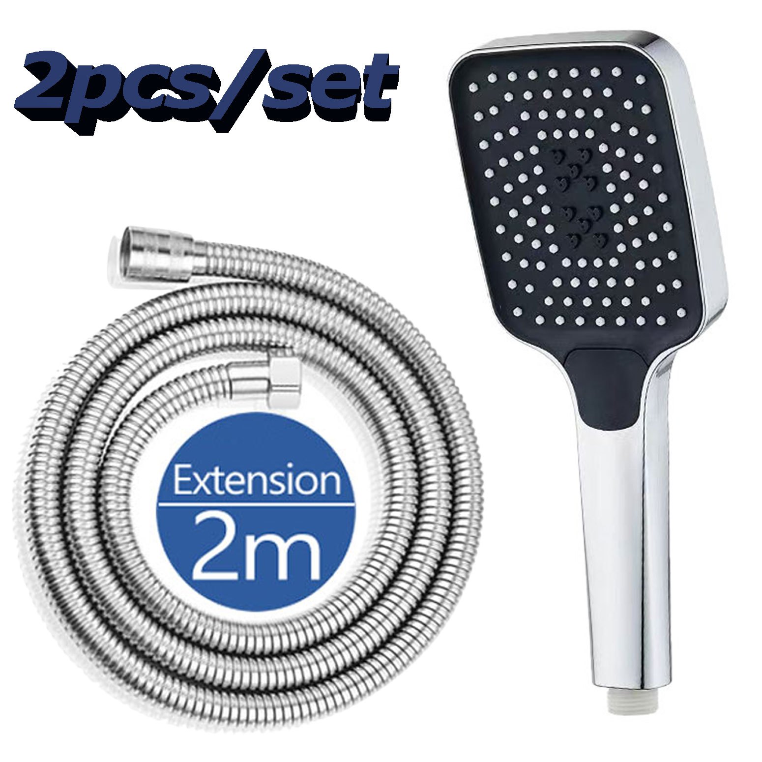 Image of Extra Large Panel And 2m Hose | 3-mode Function Shower Head Kit - High Pressure , Massage And Mist Settings - Universal Fit