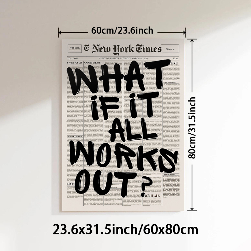 E-shop 1 Stück Rahmenlose Vertikale Zeitschriften-Cover-Leinwanddruck - Minimalistisches Zeitungs-Kunstposter mit "Was wäre, wenn alles ?"