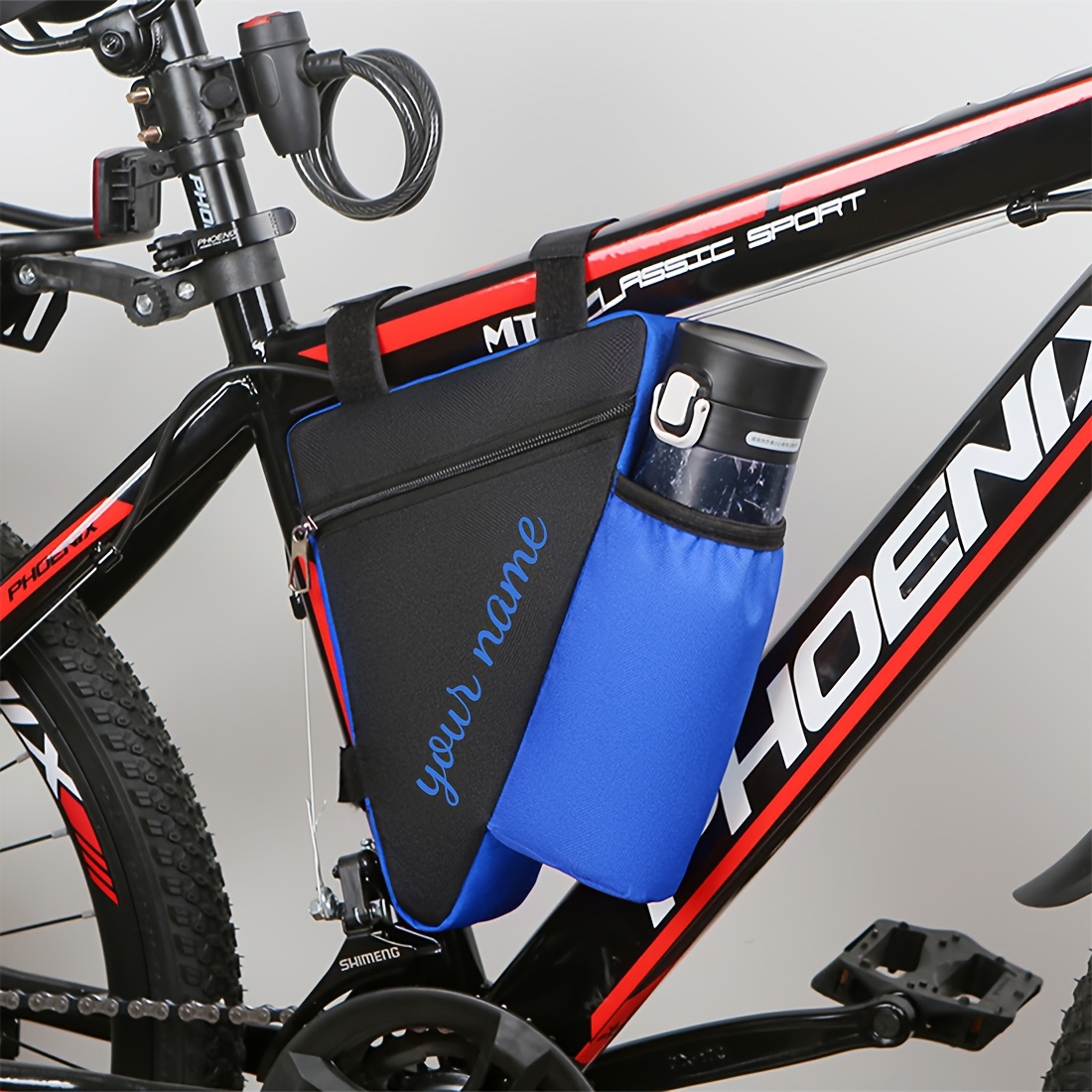 TEMU Personalized Text Or Name, Adjustable Bicycle Handlebar Pouch, Custom Triangle Bag For , Pouch, Quick-release Front Bag For Mountain Biking,