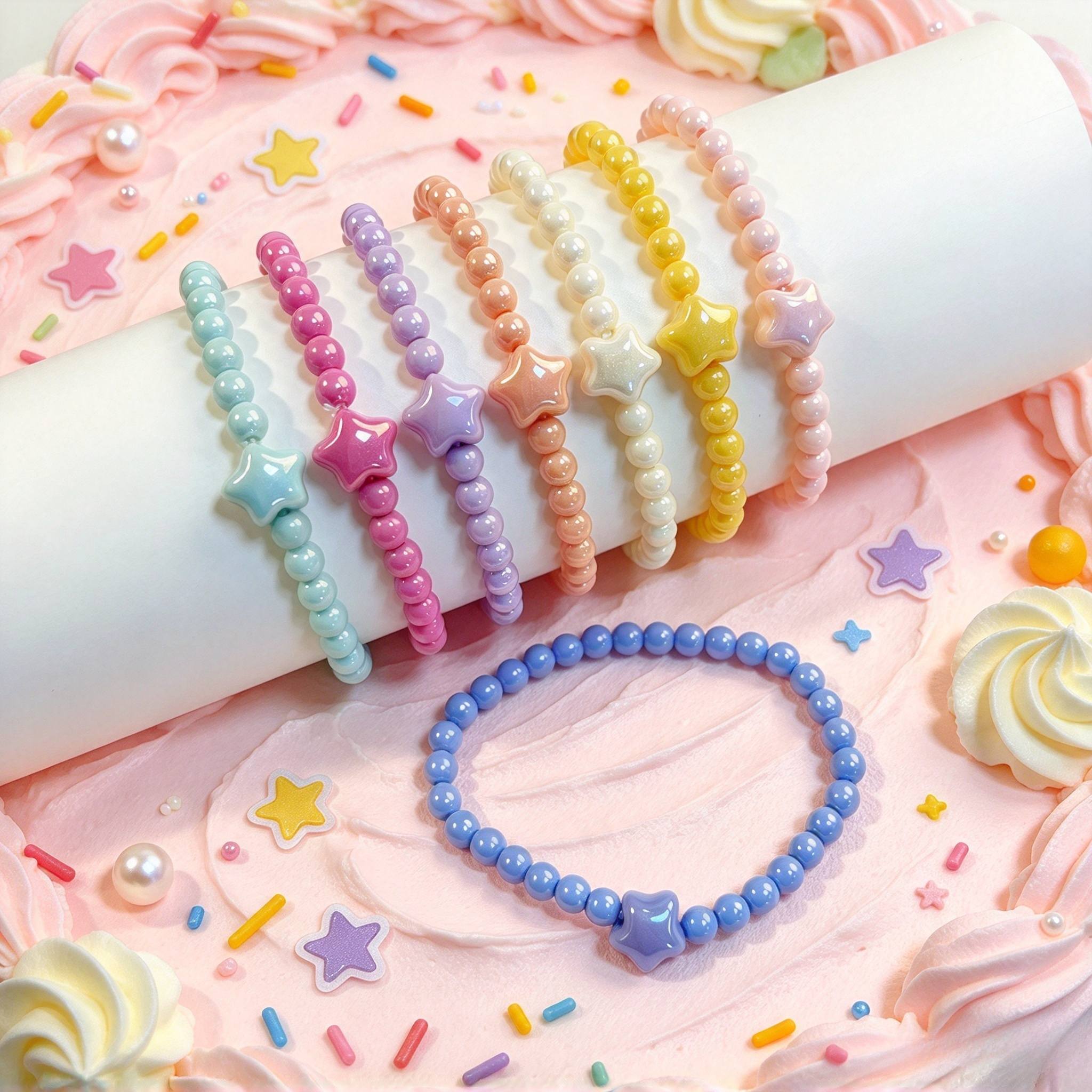 10pcs Colorful Macaron Star Bead Bracelet Set