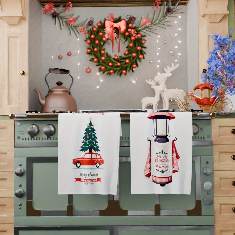 2pcs 18 .04 cm kitchen towel tea towel christmas   merry christmas kitchen decoration christmas decorations soft christmas kitchen towel christmas towel towel gift decoration nqxwu details 0