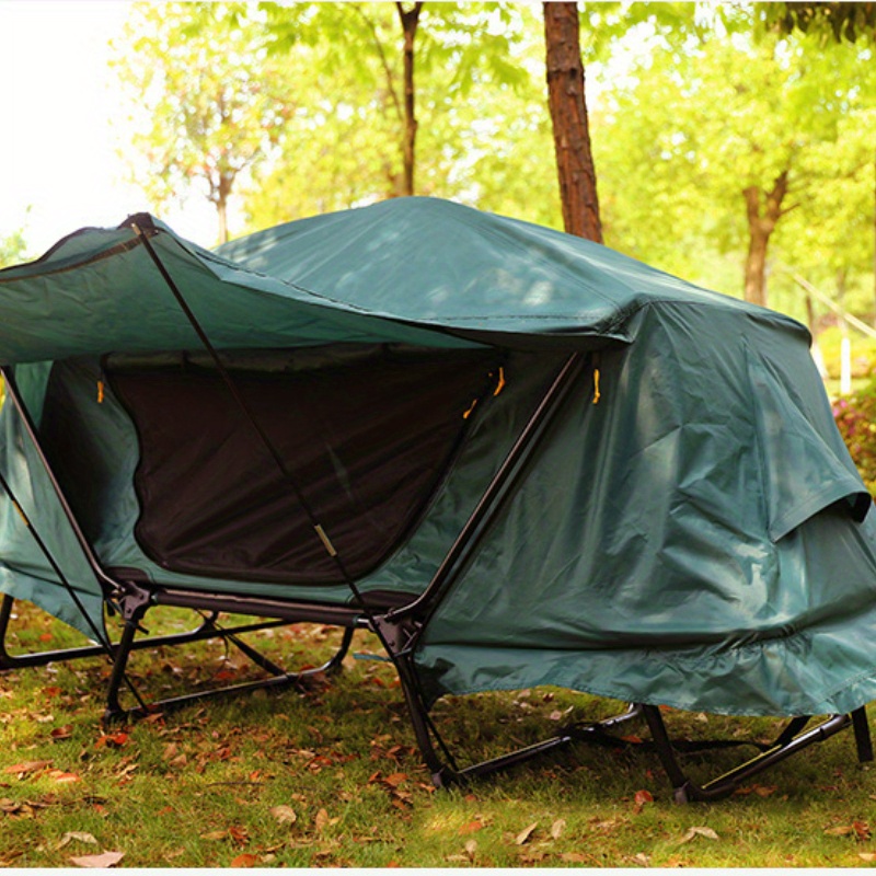 TEMU 1pc Lightweight No-setup Camping Tent For 1-2 People - Durable Oxford Fabric, Zippered, Design With Sturdy & Ground Sheet, Green For Outdoor