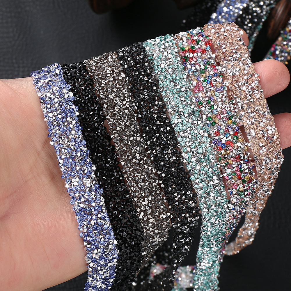 

1pc Self-adhesive Rhinestone Sequin Trim Tape, Color Decorative Strip, 1mm Width, For Diy Fashion, Shoes, Hats, And Home Crafts