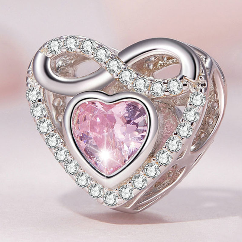 E-shop 1 Stück Damen Modeanhänger, Ewiges Herz Perlenarmband mit synthetischem Zirkonia, Geschenk für beste Freundin, Partygeschenk, geeignet für den