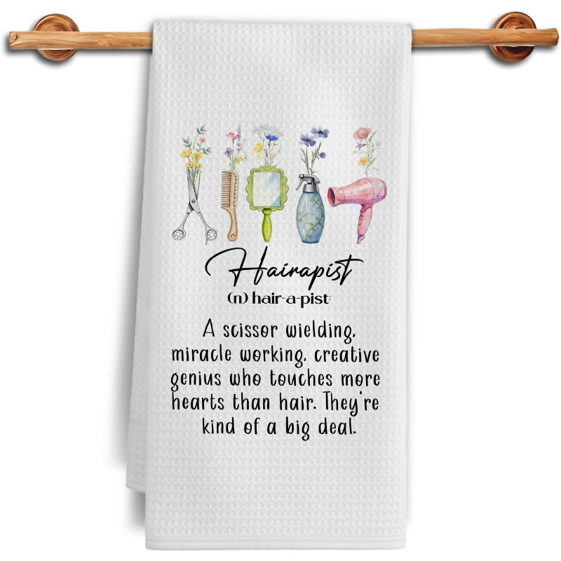 TEMU 1pc "hairdresser" Theme Kitchen Towel, Suitable For Hairdresser Gifts, Women Stylist Presents, With "hairdresser" Definition Print, Machine