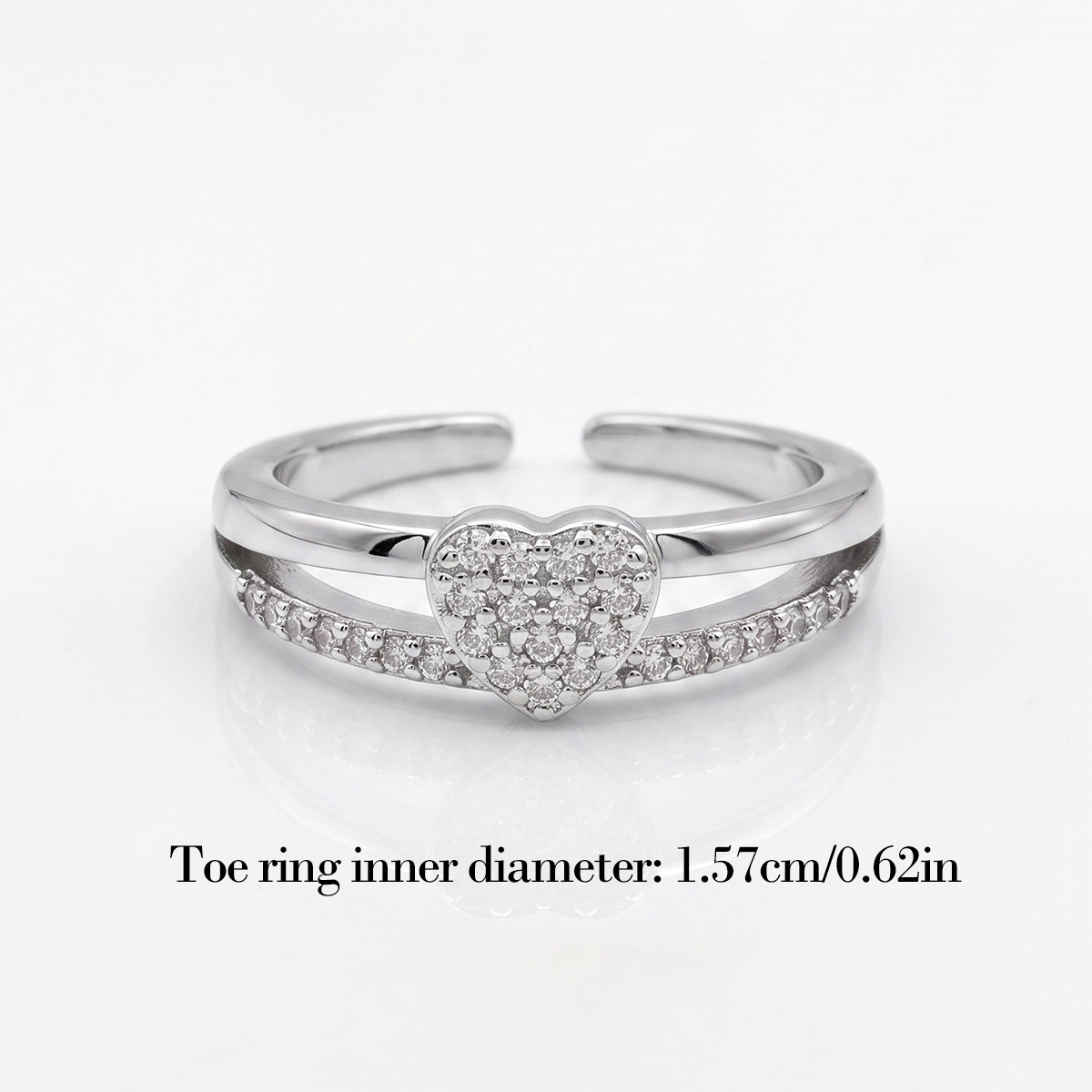 Women's Shiny Synthetic Zirconia Heart Adjustable Toe Ring