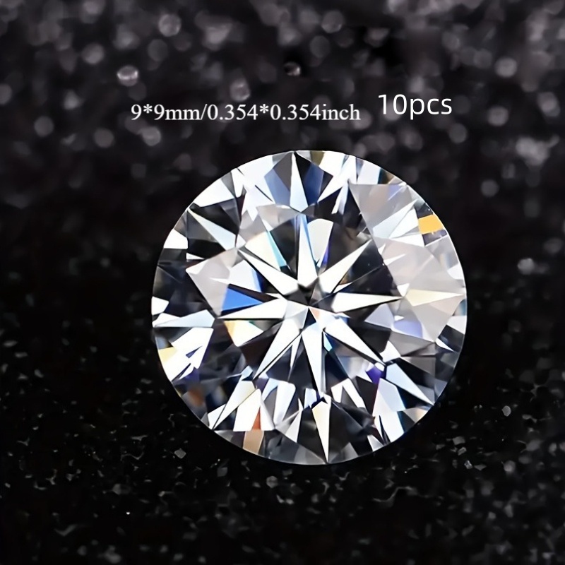 TEMU 10 piezas de diamantes sintéticos redondos brillantes de 1-5 - Fabricación de joyería de calidad, alternativa de moissanita sintética , duradera