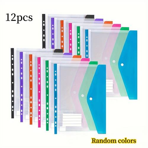 12 pack a4 expanding file folders plastic document organizer with snap closure and label holder random color stationery supplies for and home use