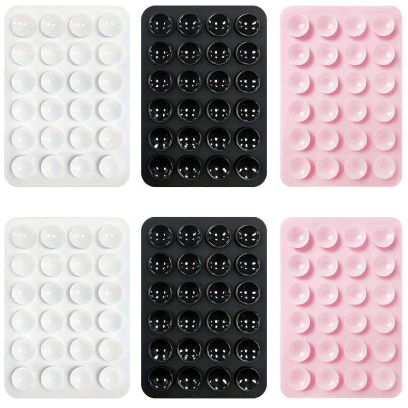 TEMU 6pcs Silicone Suction Cup, Square Single-sided 24-particle Mobile Phone Silicone Suction Cup, 24-particle Universal Mobile Phone Sticker Bracket