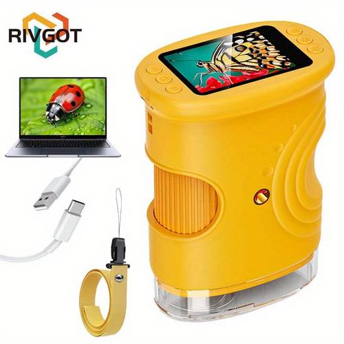 usb microscope 2 inch ips screen 1000 handheld digital pocket portable camera toy compatible with science education birthday gift for kids students ages 3 12