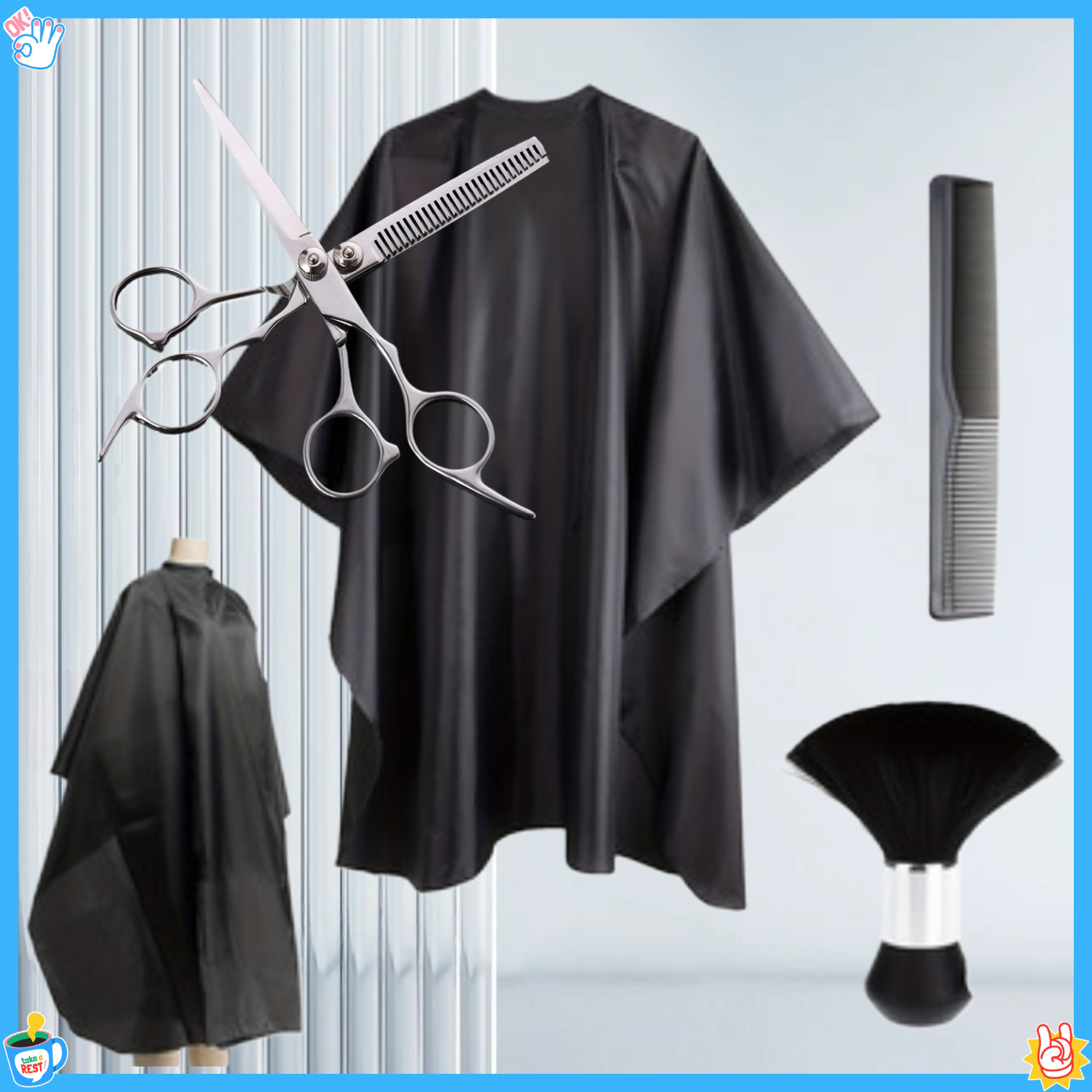 TEMU 5pcs Multifunctional Professional Hair Cutting Kit Hairdressing Scissors Set With 2pcs Hair Shears Cleaning Brush Hairdressing Cape And Comb TEMU 5pcs Multifunctional Professional Hair Cutting Kit Hairdressing Scissors Set With 2pcs Hair Shears Cleaning Brush Hairdressing Cape And Comb