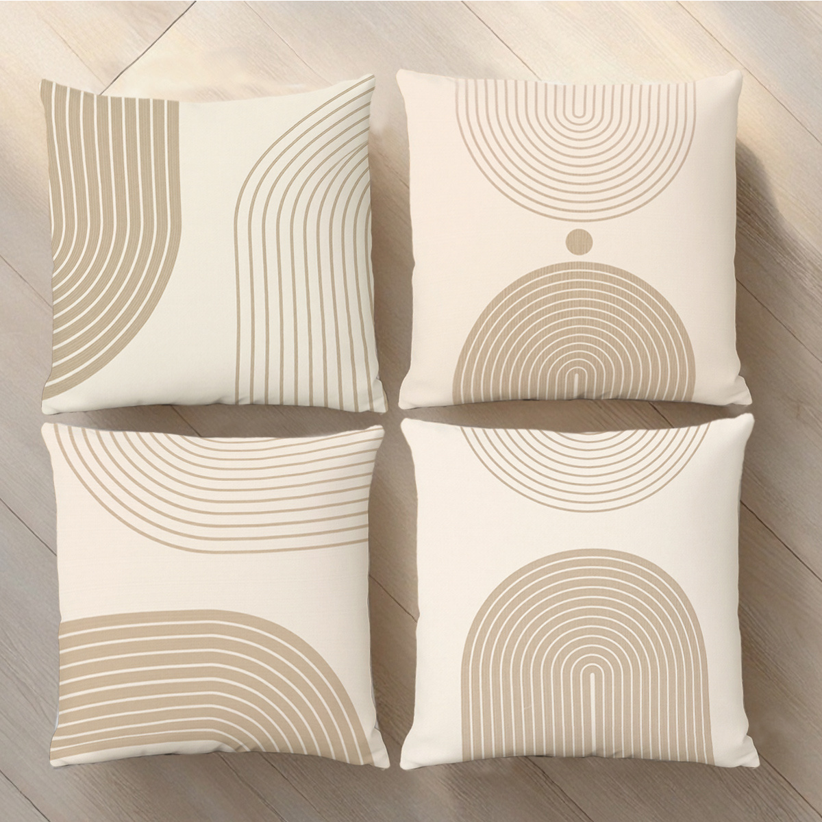 TEMU 4pcs Set, Minimalist Geometric Pattern Printed Pillowcases, Modern Minimalist Style Home Decor Cushion Covers, Gift For Family, , , Zipper