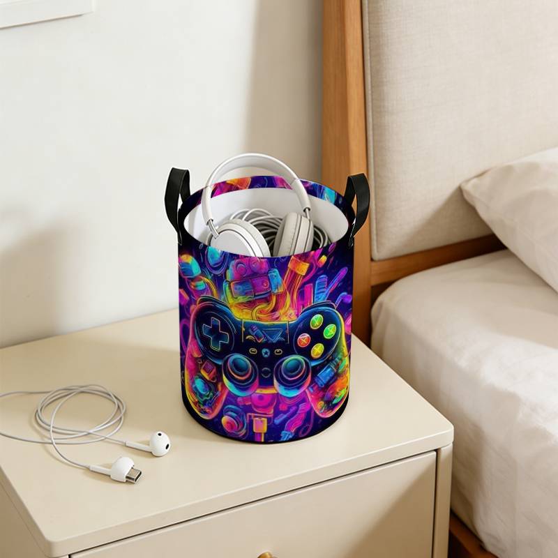 TEMU 1pc Mini Panier de Rangement, Panier de Rangement à Impression Plate 2D, d'un Motif de de Jeu Multicolore Vibrant, Apportant un Style Unique ,
