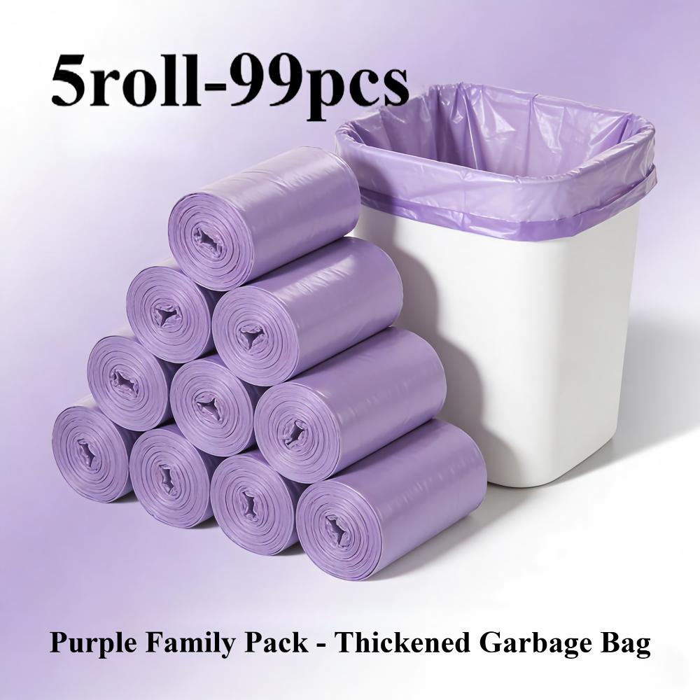 TEMU Lot de 5 rouleaux de 99 sacs poubelle déodorants violets -fuite, très grands, épais, en plastique résistant à la , adaptés , , , de bain,