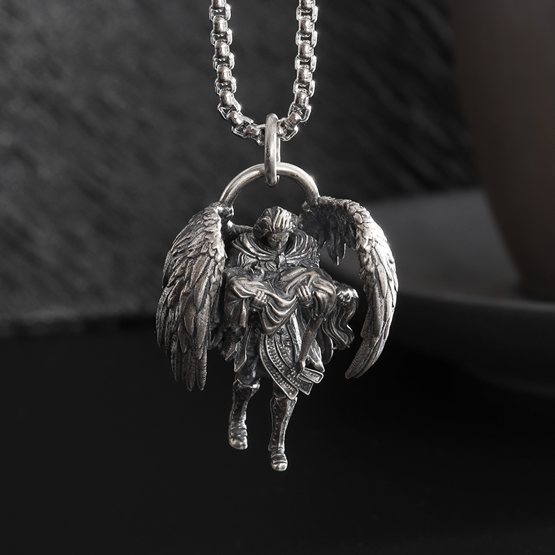 Redemption Angel Necklace with Gothic Wing Pendant