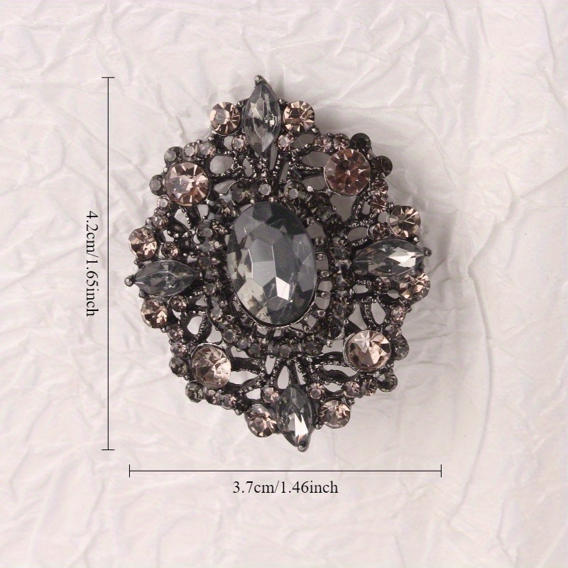 Vintage Rhinestone Brooch with Dark Rhinestones